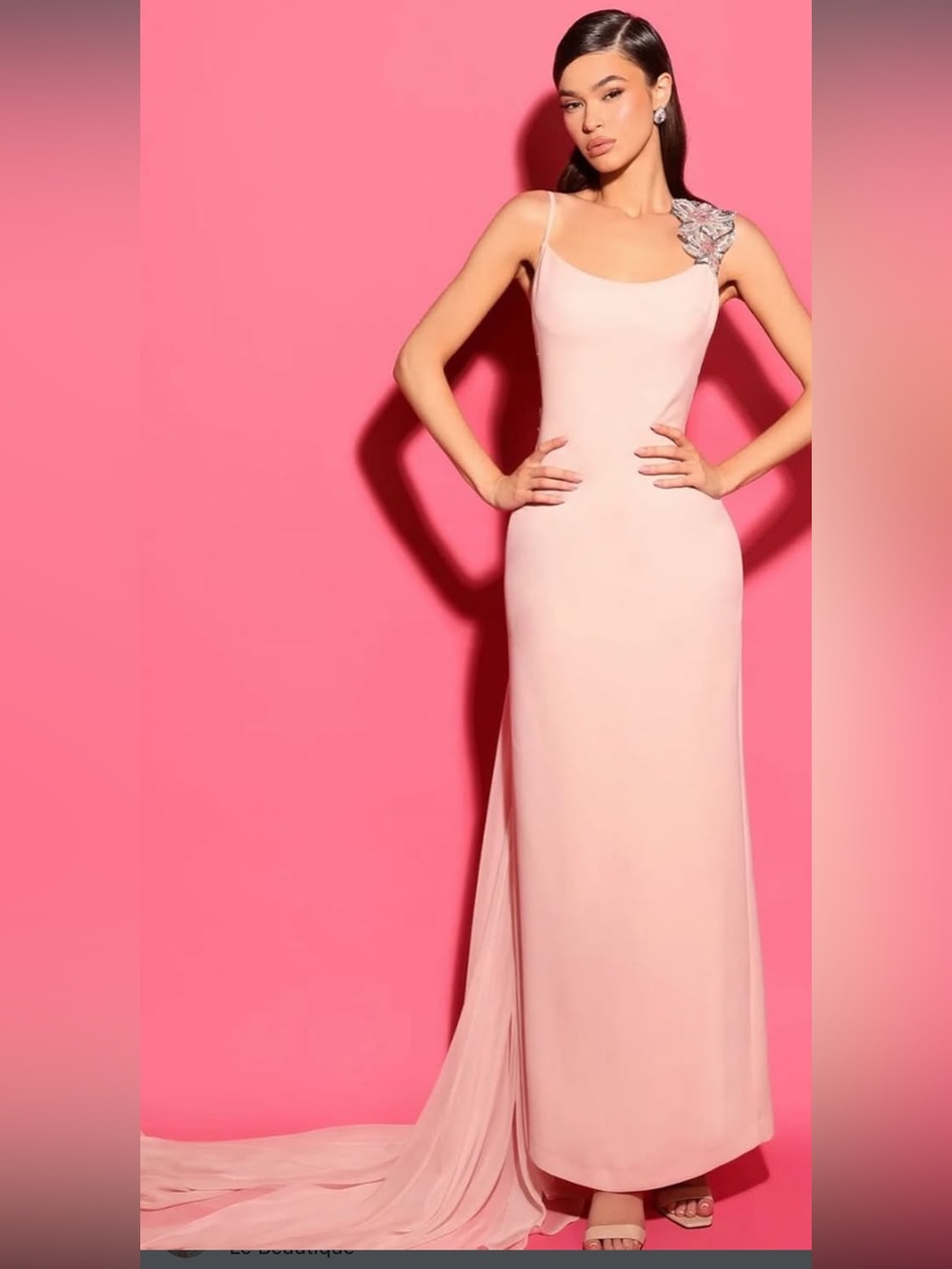 Tarik Ediz Elegant Blush Pink One-Shoulder Evening Gown